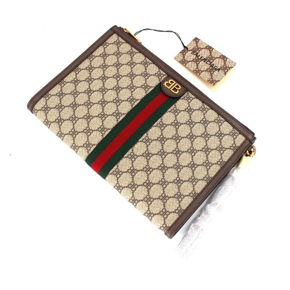 Balenciaga X Gucci Hackers Project Clutch Pouch Canvas Monogram Wristlet Bag NEW - Picture 2 of 9
